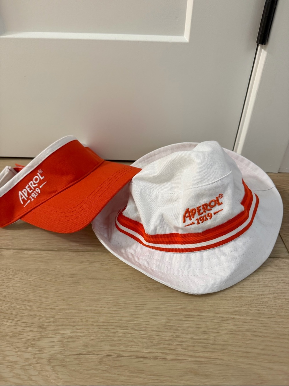Aperol White & Orange Bucket Hat and Visor Set